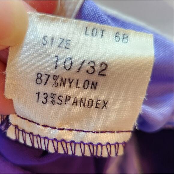 Vintage 1980s swimsuit one-piece purple and aqua modest cut size 10 - Picture 6 of 10